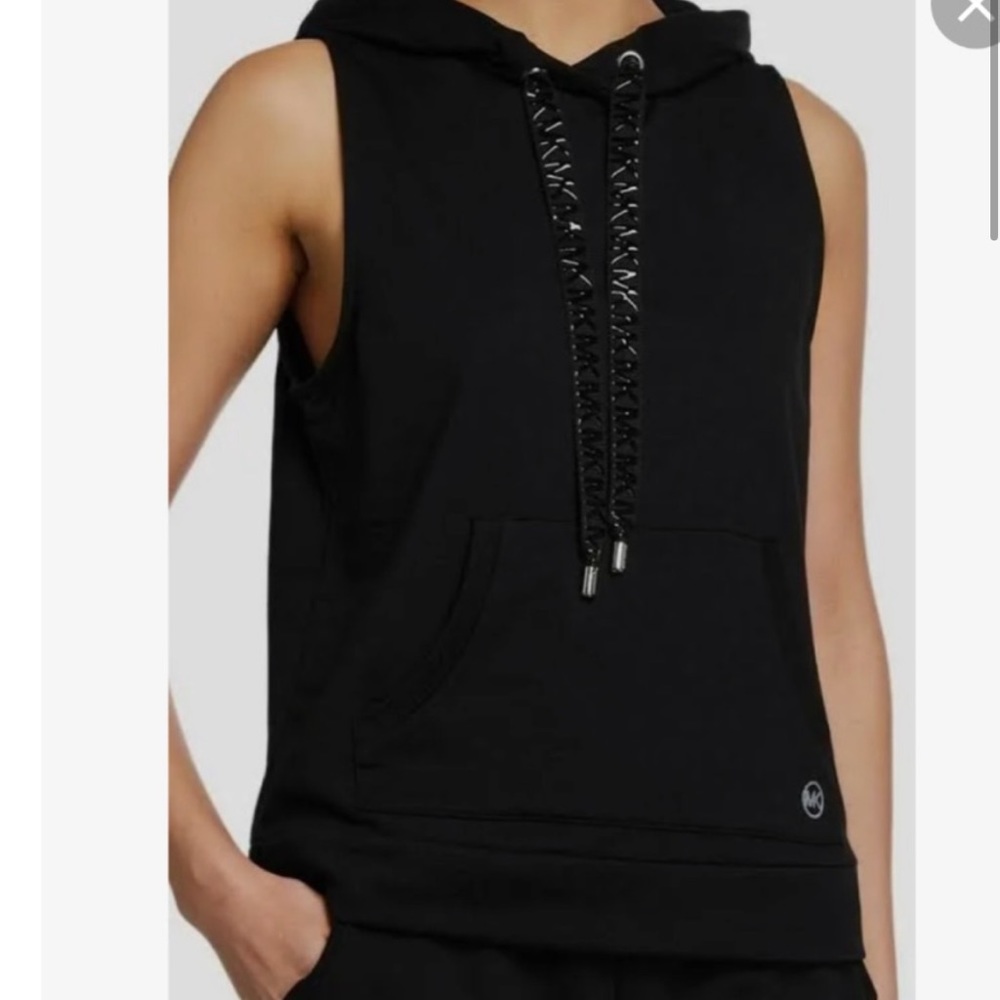 Michael Kors Women's Black Drawstring Sleeveless Hoodie